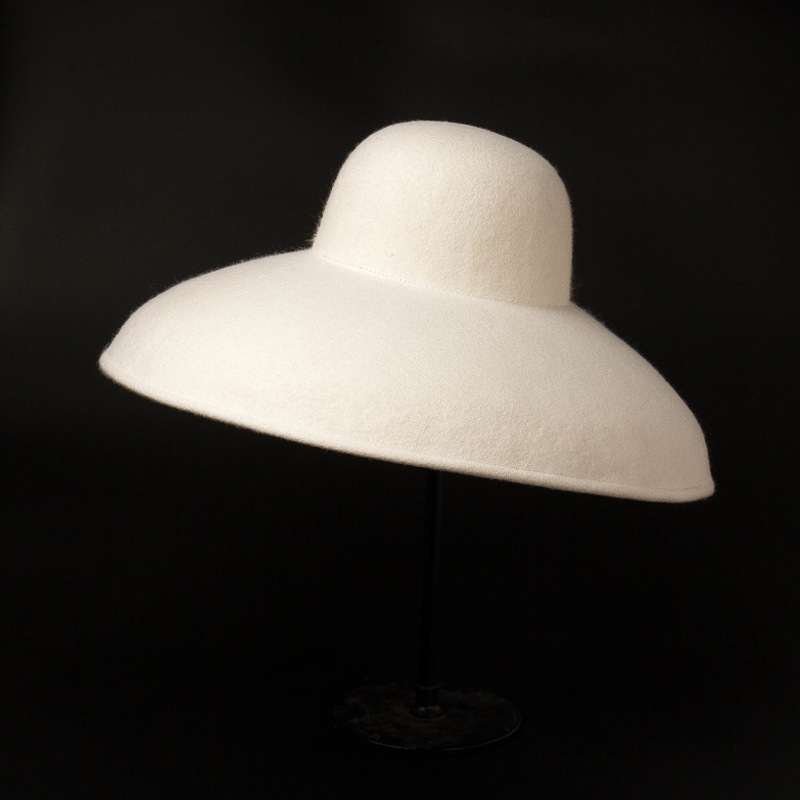 Fedora Hat Wool - Klasik büyük geniş kenarlı yün keçe