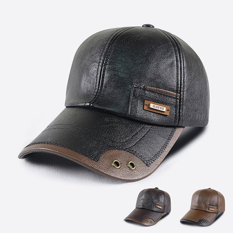Baseball Cap Structured - Retro PU Deri Beyzbol Şapkası Erkekler