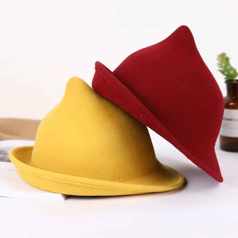 Fedora Hat Wool - 2025 100% Yün Modern cadı şapkası