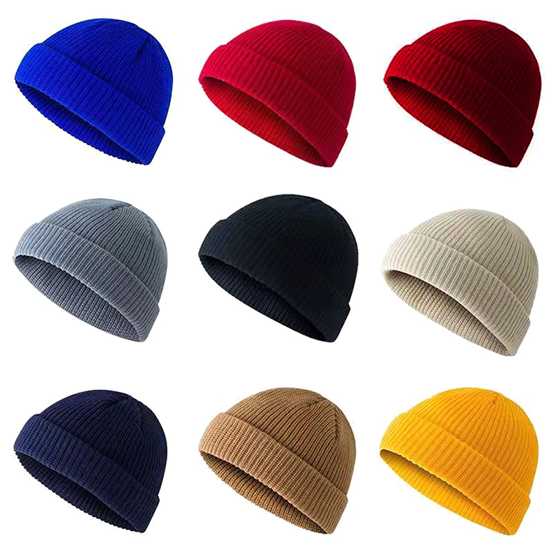 Beanie Cuffed Knit - Kış sıcak Unisex yün kasketleri kapaklar