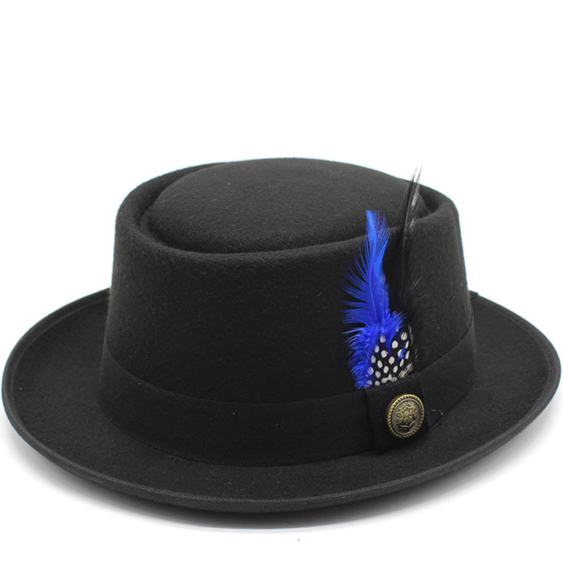 Fedora Hat Wool - Vintage domuz pasta şapka erkekler geniş