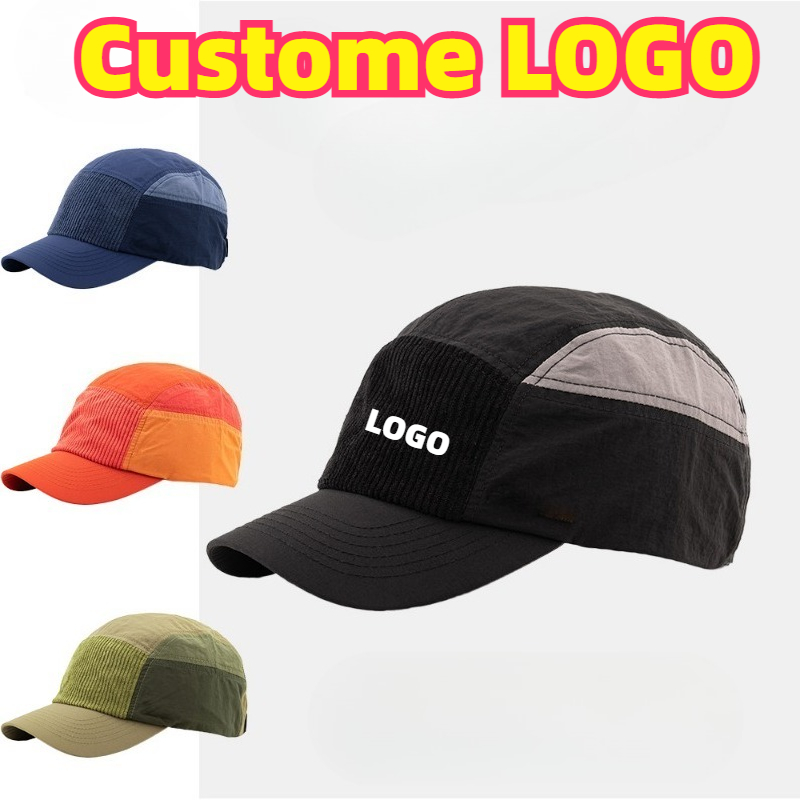 Corduroy Cap 5 Panel - Özel İşlemeli Logolu Renk Bloklu Kordonlu