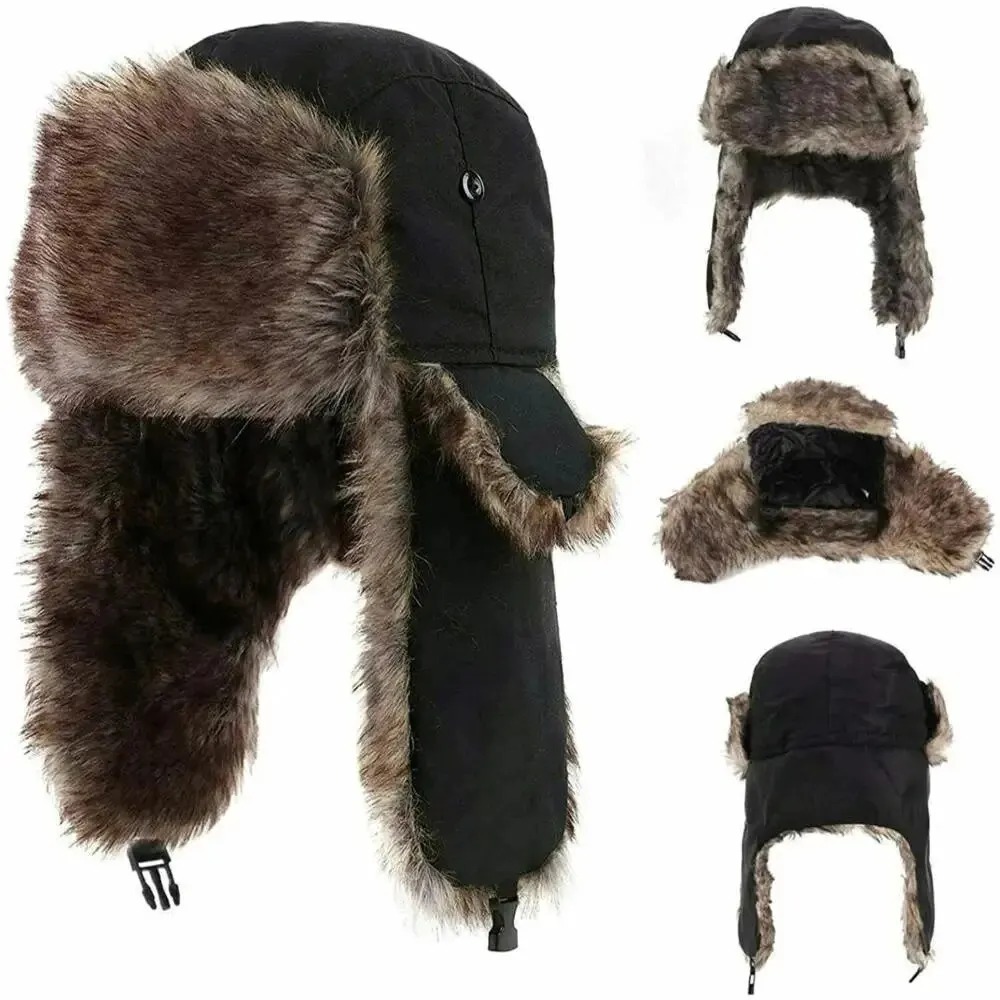 Winter Trapper Hat - Erkek Kışlık Kulaklıklı Aviatör Şapkası, Sıcak