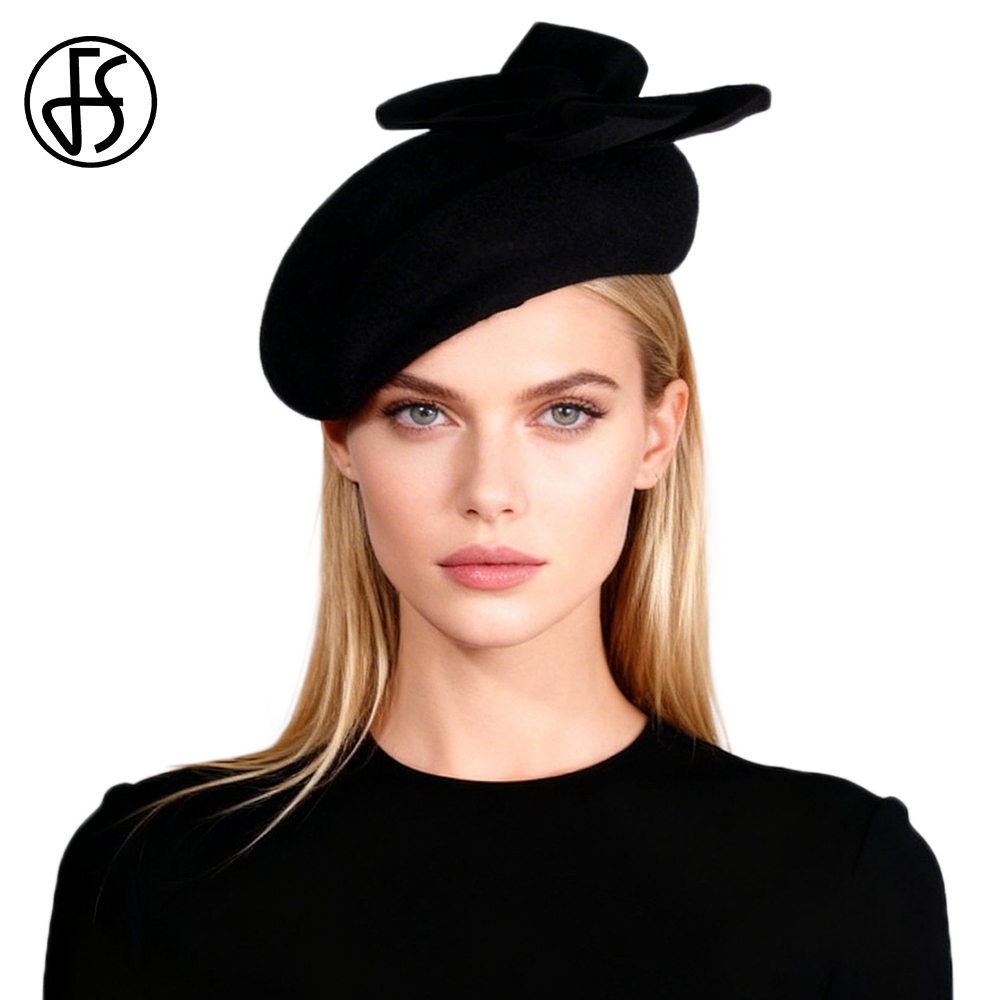 Beret French Wool - FS Siyah Beyaz Yün Fransız Bere
