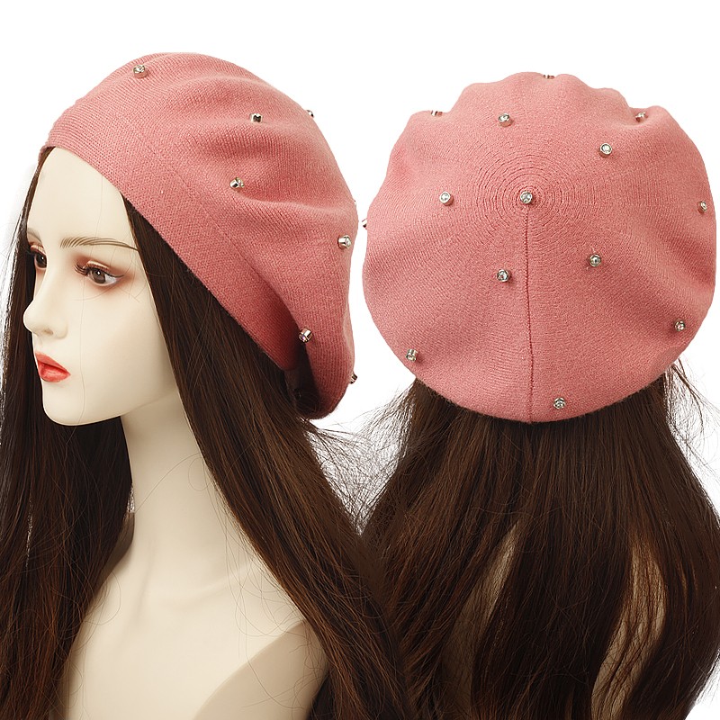 Beret French Wool - Kadın Renkli Taşlı Bere Şapka Moda