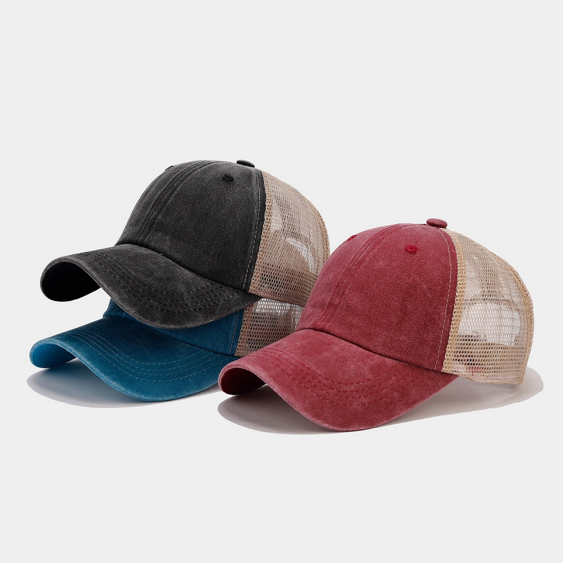 Trucker Cap Mesh - Vintage yıkanmış denim fileli arka kısma