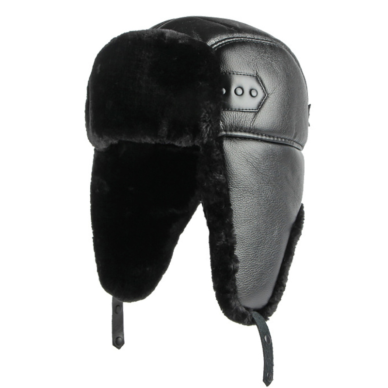 Winter Trapper Hat - HT4002 yeni PU deri rus şapka
