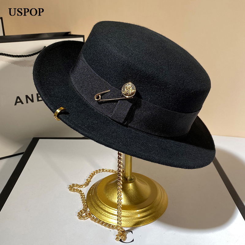 Fedora Hat Wool - USPOP yeni kış şapkalar kadınlar siyah