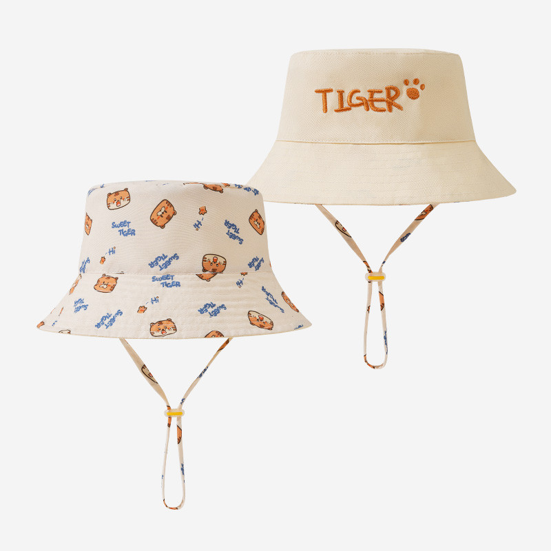 Bucket Hat Cotton - Harfli İşlemeli Bebek Kova Şapkası Çift
