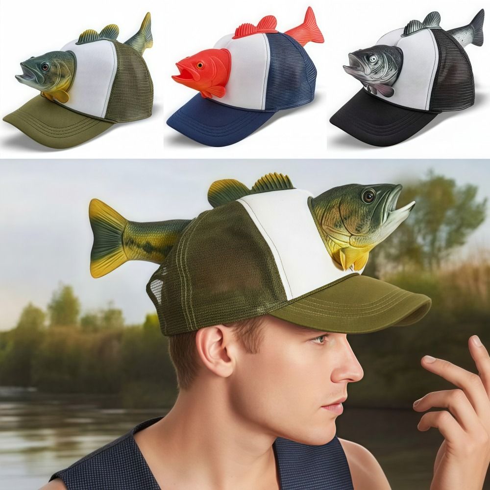 Trucker Cap Mesh - Komik 3D Balık Hayvan kamyon şoförü