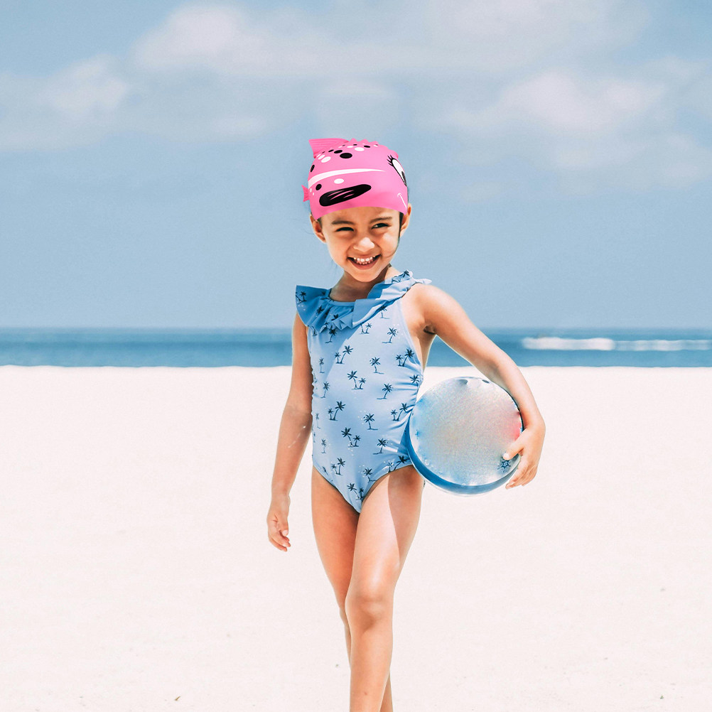 Swim Hat Silicone - 2 Adet Çocuk Karikatür Balık Silikon