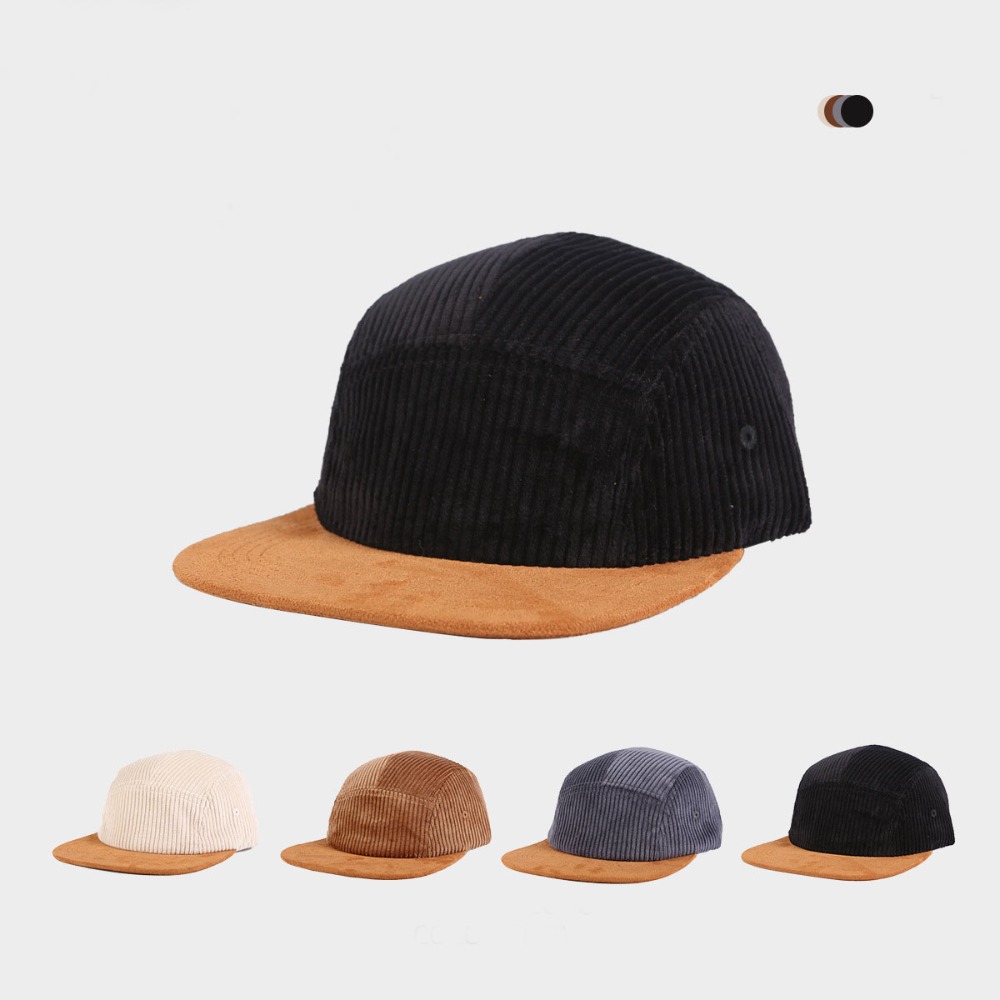 Corduroy Cap 5 Panel - Çok Yönlü Retro Düz Siperli Beyzbol