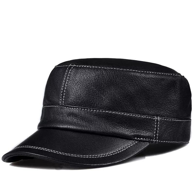 Baseball Cap Structured - Trendy postu deri düz kasket erkekler