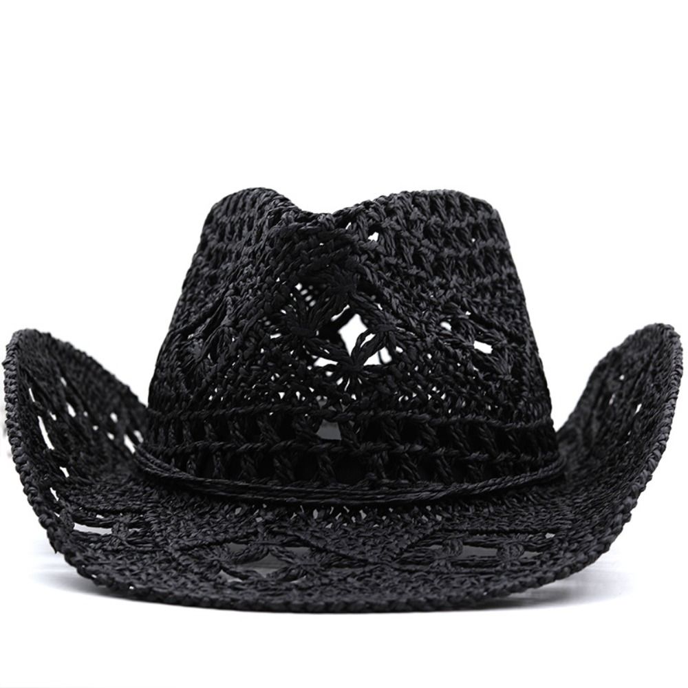 Cowboy Hat Straw - Vintage Geniş Kenarlı Oyuk Hasır Şapka