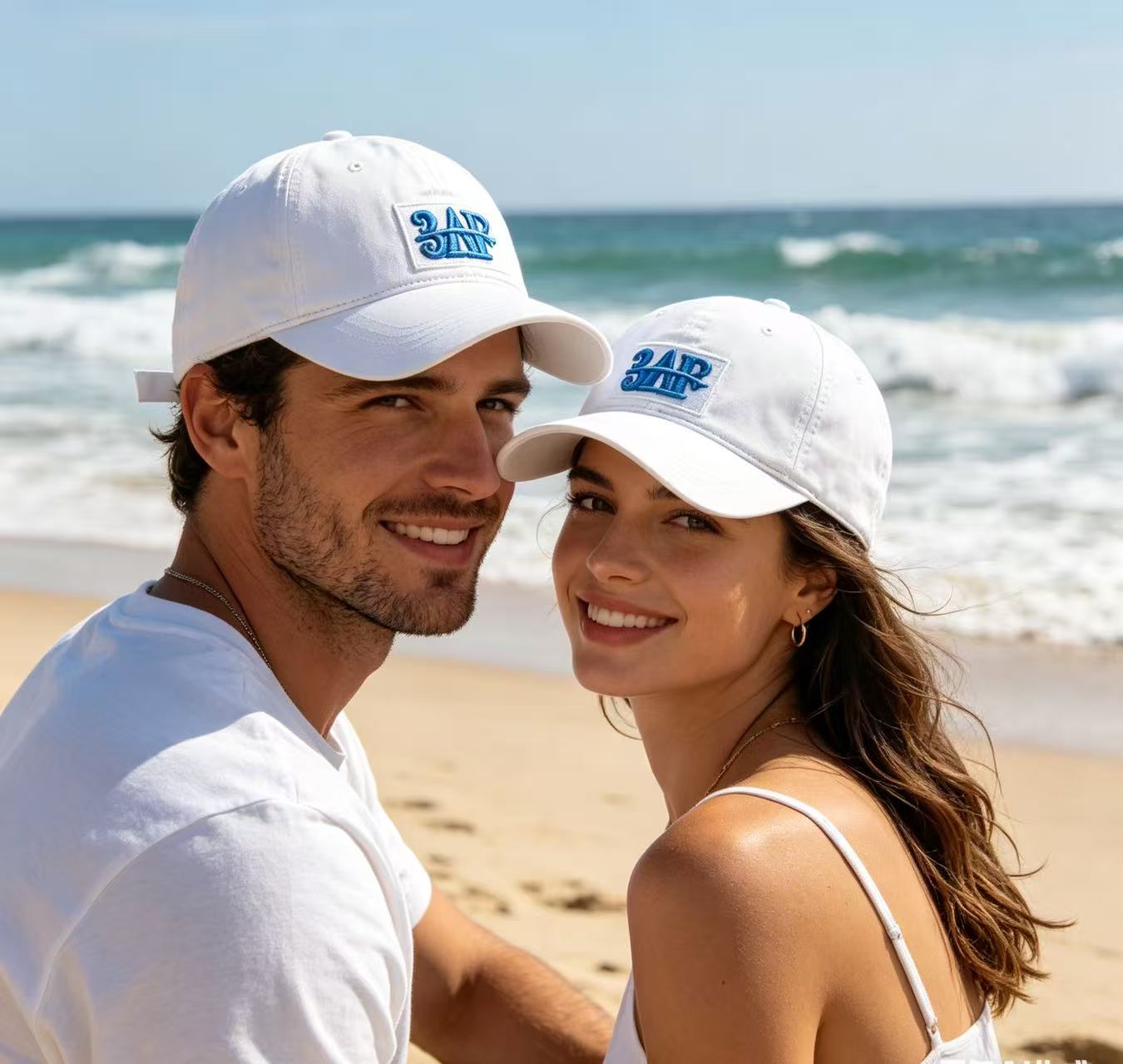 Dad Hat Cotton - Mavi İşlemeli Yama Detaylı Siyah Yıkanmış