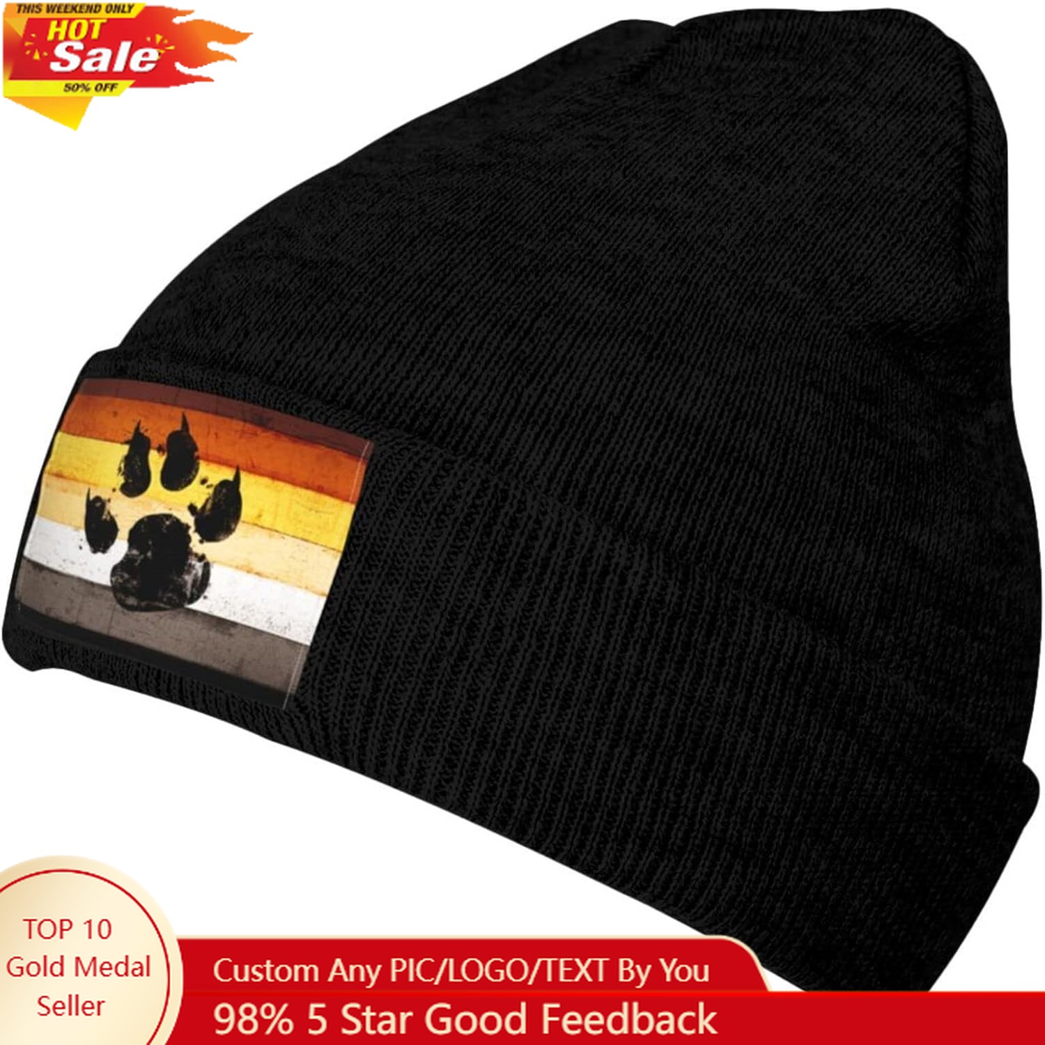 Beanie Cuffed Knit - Eşcinsel Bayraklı Ayak İzi LGBT Örgü
