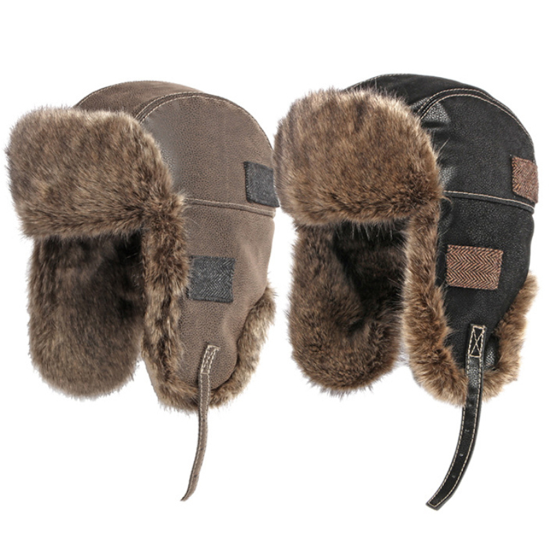 Winter Trapper Hat - HT4098 Rus Şapka Kalın Sıcak Deri