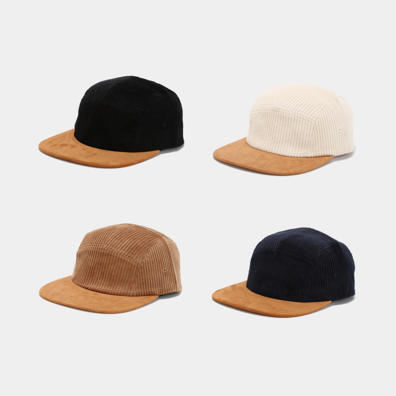 Corduroy Cap 5 Panel - Retro Kordonlu 5 Panel Şapka Süet