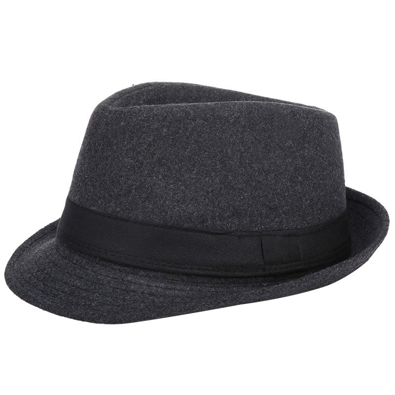 Fedora Hat Wool - Erkekler Sonbahar Kış Yün Fötr Şapka,
