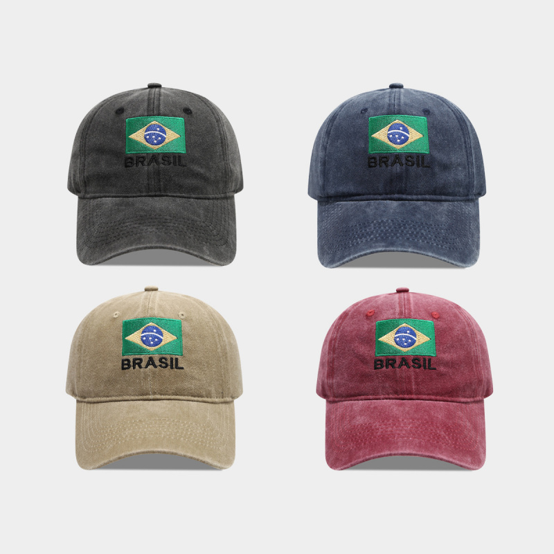 Dad Hat Cotton - Vintage Brezilya Bayrağı BRASIL Harfli İşlemeli