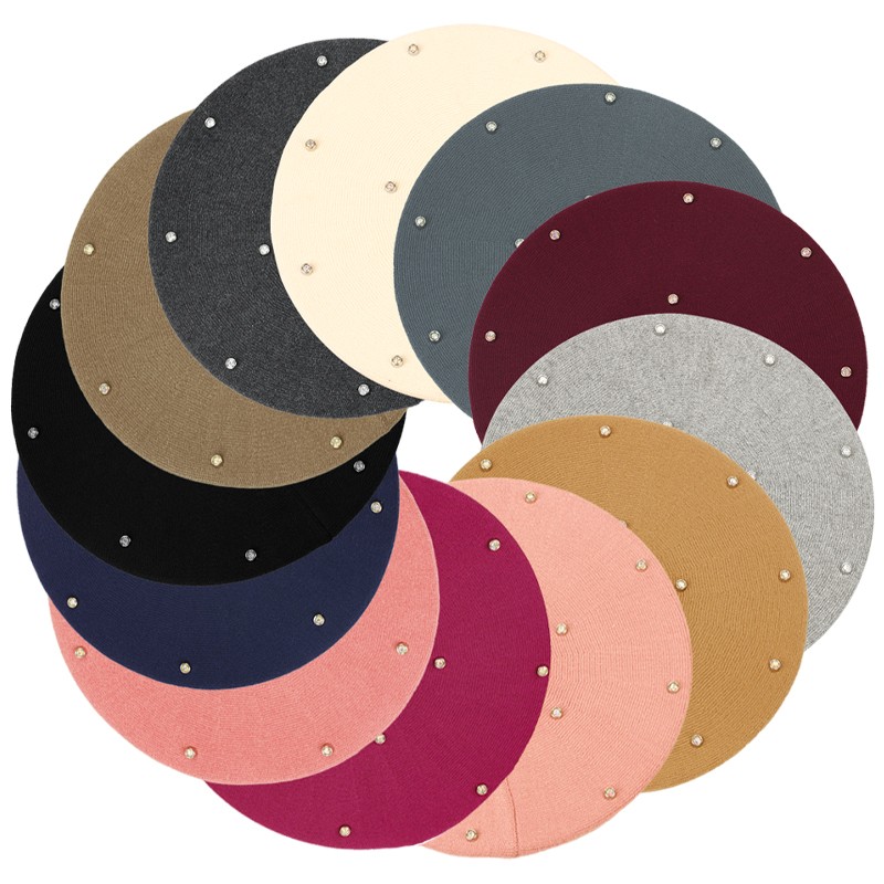 Kadın Renkli Taşlı Bere Şapka  - Beret French Wool incelemesi ve fiyatı