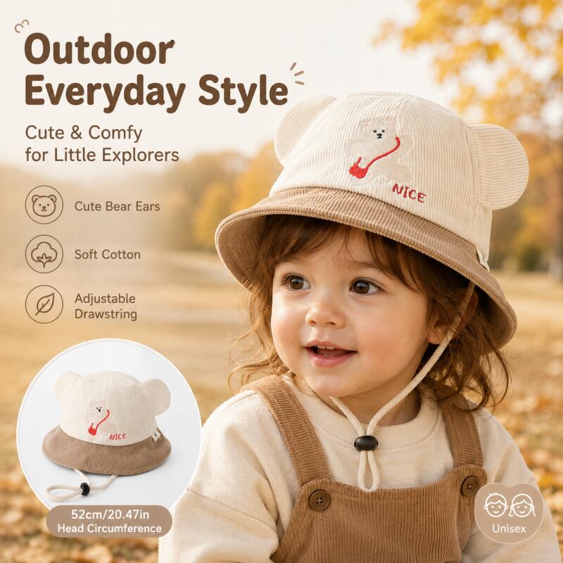 Çocuklar için Ayı Kulaklı Kova - Bucket Hat Cotton incelemesi ve fiyatı