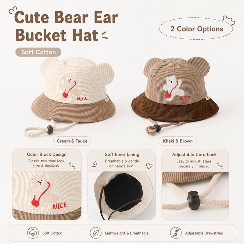 Çocuklar için Ayı Kulaklı Kova - Bucket Hat Cotton incelemesi ve fiyatı