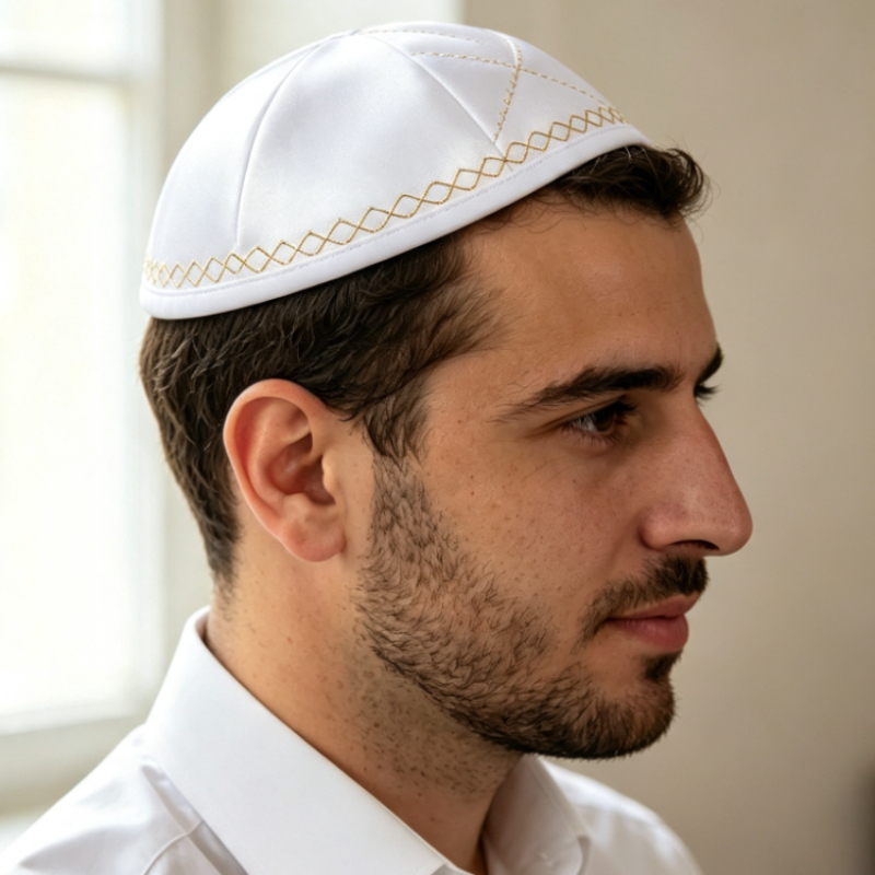 Beyaz Saten Yahudi Kippası, Al - Skull Cap Helmet Liner incelemesi ve fiyatı