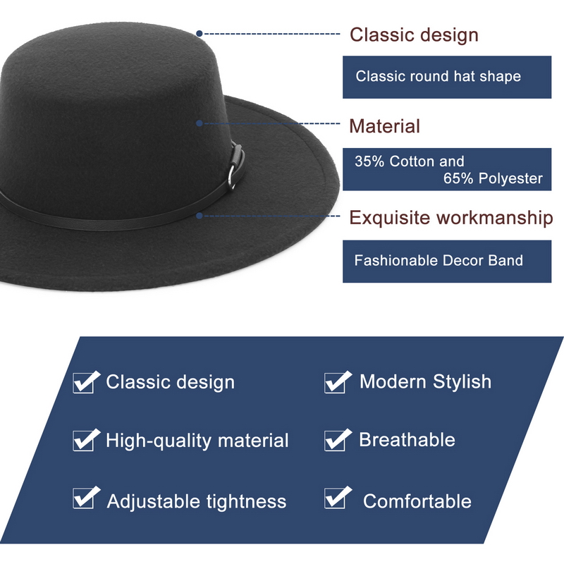 Kadınlar ve Erkekler İçin Şık  - Fedora Hat Wool incelemesi ve fiyatı